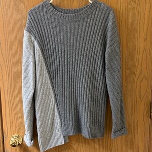 Simply Vera Vera Wang Two-Tone Grey Ribbed Crewneck Sweater